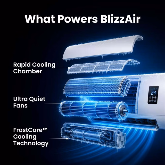 Ansicht der FrostCore Technologie mit doppelter Kühlschlange von BlizzAir